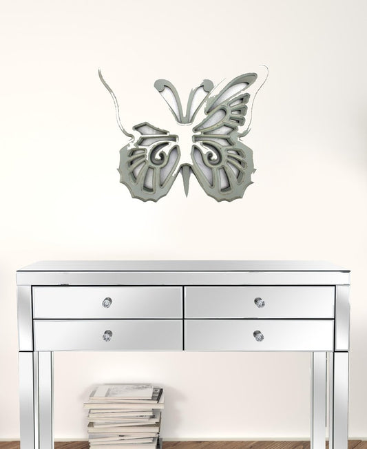 23" X 19" X 4" Gray Rustic Butterfly Wooden Wall Decor