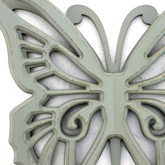 23" X 19" X 4" Gray Rustic Butterfly Wooden Wall Decor