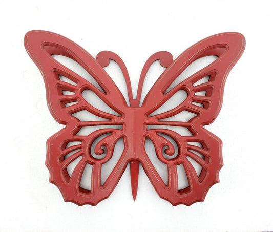 23" X 19" X 4" Red Rustic Butterfly Wooden Wall Decor