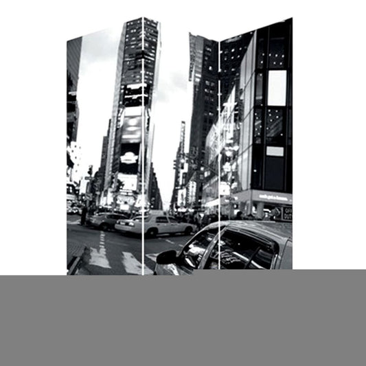 72" Gray Canvas Folding Three Panel Screen Room Divider