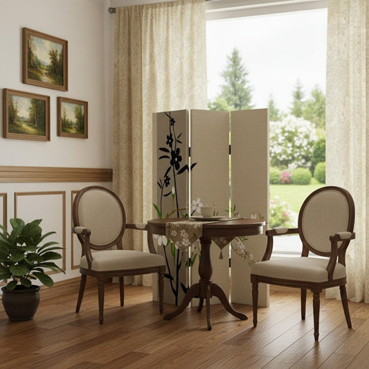 48" X 72" Multi Color Wood Canvas Plum Blossom Screen