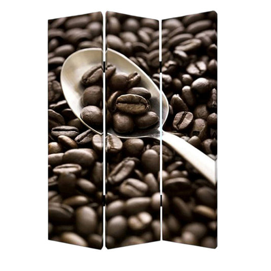 48" X 72" Multi Color Wood Canvas Coffee Time Screen