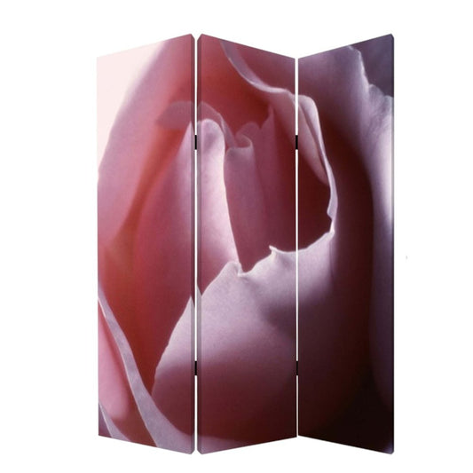 72" Red Canvas Folding Three Panel Screen Room Divider