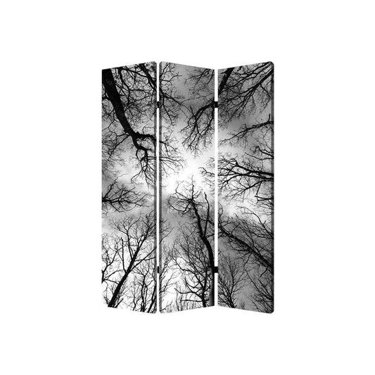 48" X 72" Multi Color Wood Canvas Forest Screen