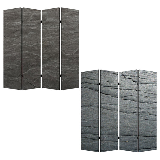84" Gray Canvas Folding Four Panel Screen Room Divider