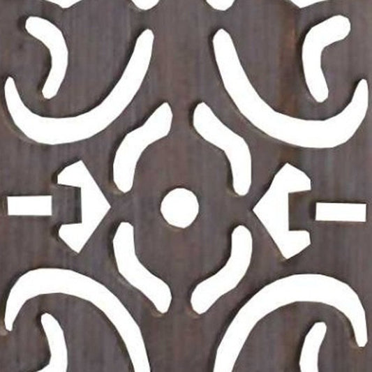 67" Brown Wood Folding Three Panel Screen Room Divider