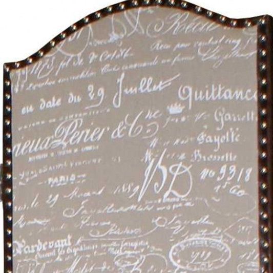 84" Tan Fabric Folding Four Panel Screen Room Divider