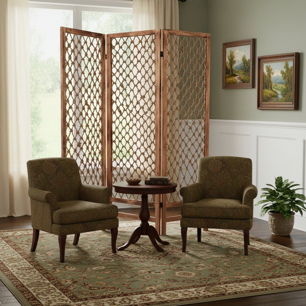 69" Natural Folding Three Panel Screen Room Divider