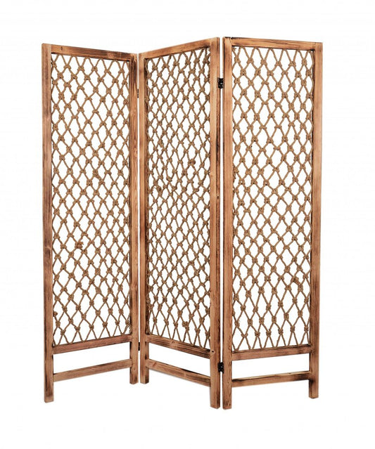 69" Natural Solid Wood Panel Screen Room Divider