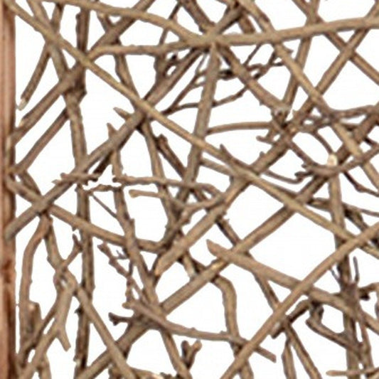 60 X 69 Brown 3 Panel Wood Foldable Screen