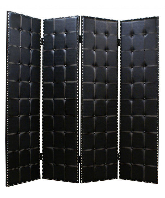 84 X 84 Black Faux Leather Screen