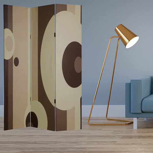 72" Brown Canvas Folding Three Panel Screen Room Divider