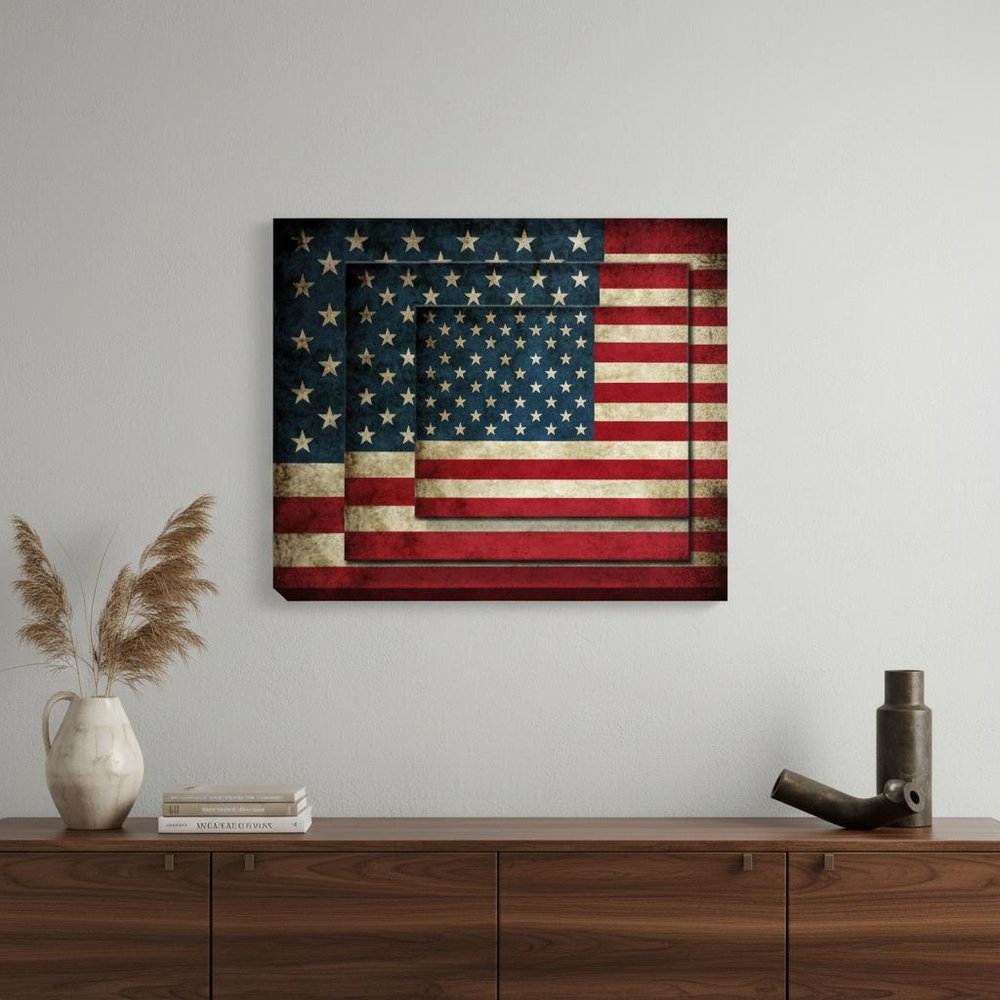 Set Of Four American Flag Print Wall Art