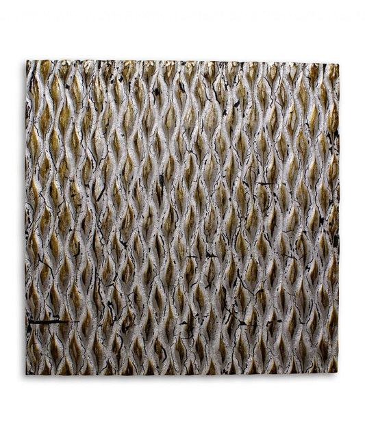 1 x 24 x 24 Gold Metallic Ridge - Wall Art Wood Wall Art