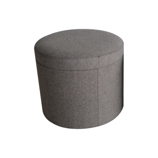 20" Gray Round Storage Ottoman
