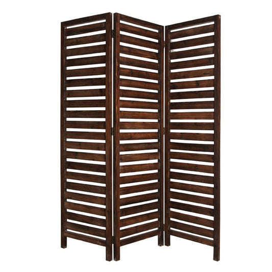 72" Brown Solid Wood Panel Screen Room Divider