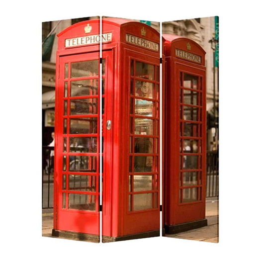 48" X 72" Multi Color Wood Canvas London Screen