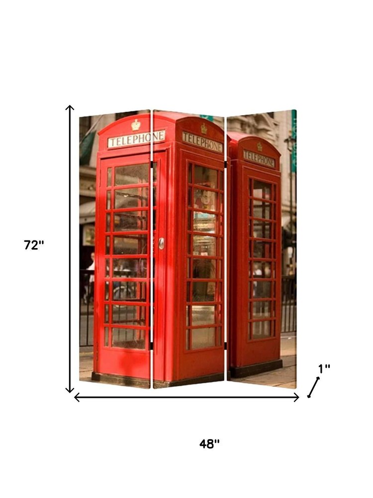 48" X 72" Multi Color Wood Canvas London Screen