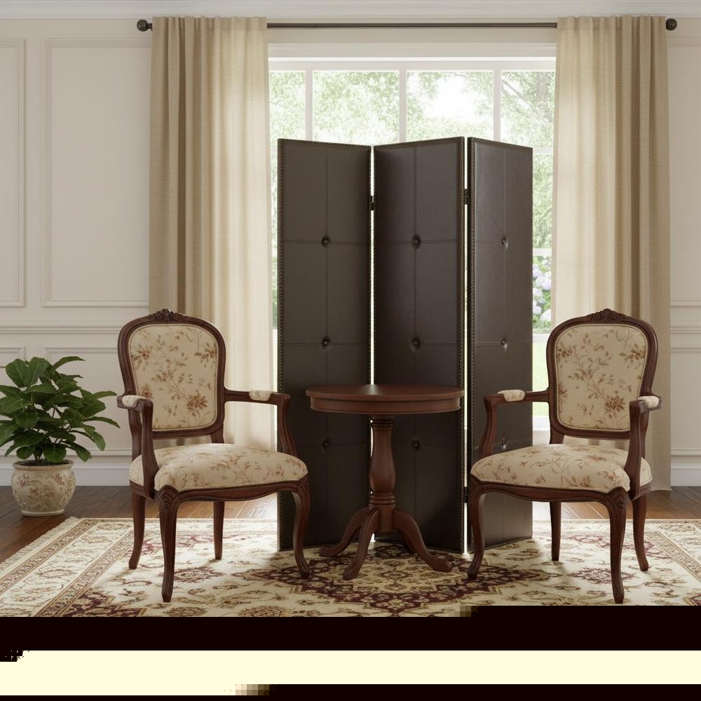 72" Brown Faux Leather Folding Three Panel Screen Room Divider