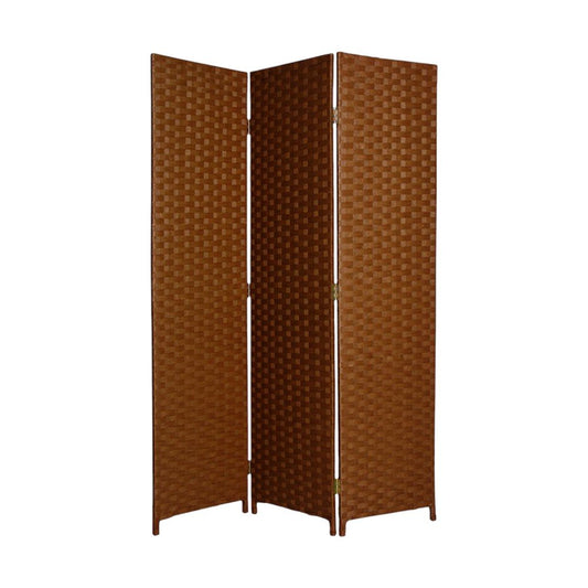54" X 72" Dark Brown Wood 3 Panel Screen