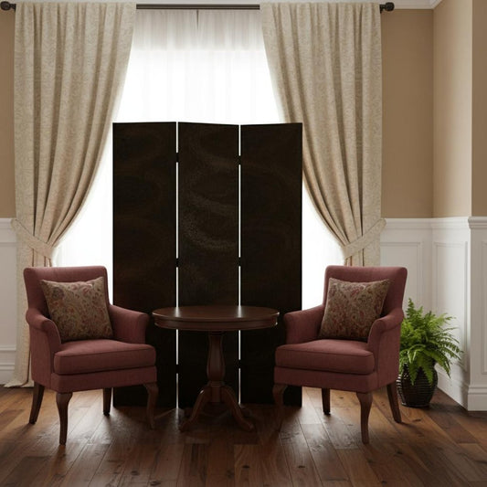 48" X 72" Black Wood Canvas Screen