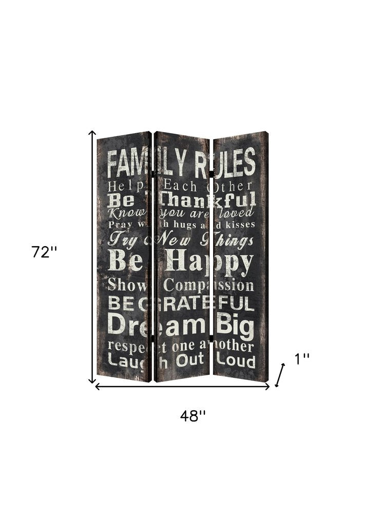 48 X 72 Multi Color Wood Canvas Family Rule Screen