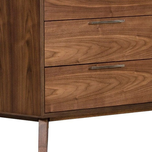 30" Walnut Solid Wood Five Drawer Chest