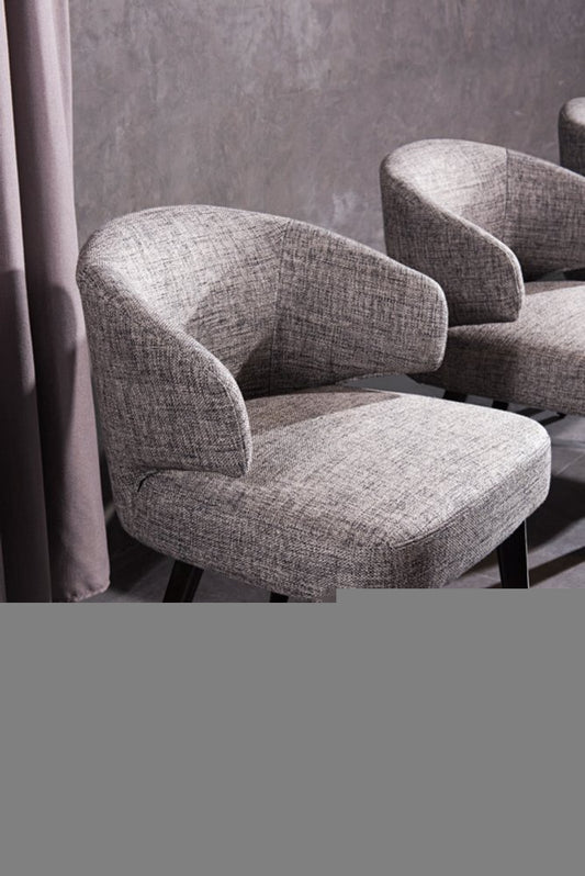 Gray and Black Upholstered Fabric Wing Back Dining Arm Chair