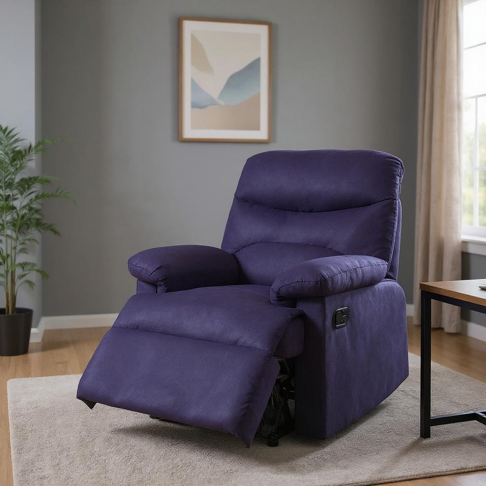 35" Blue Velvet Manual Recliner