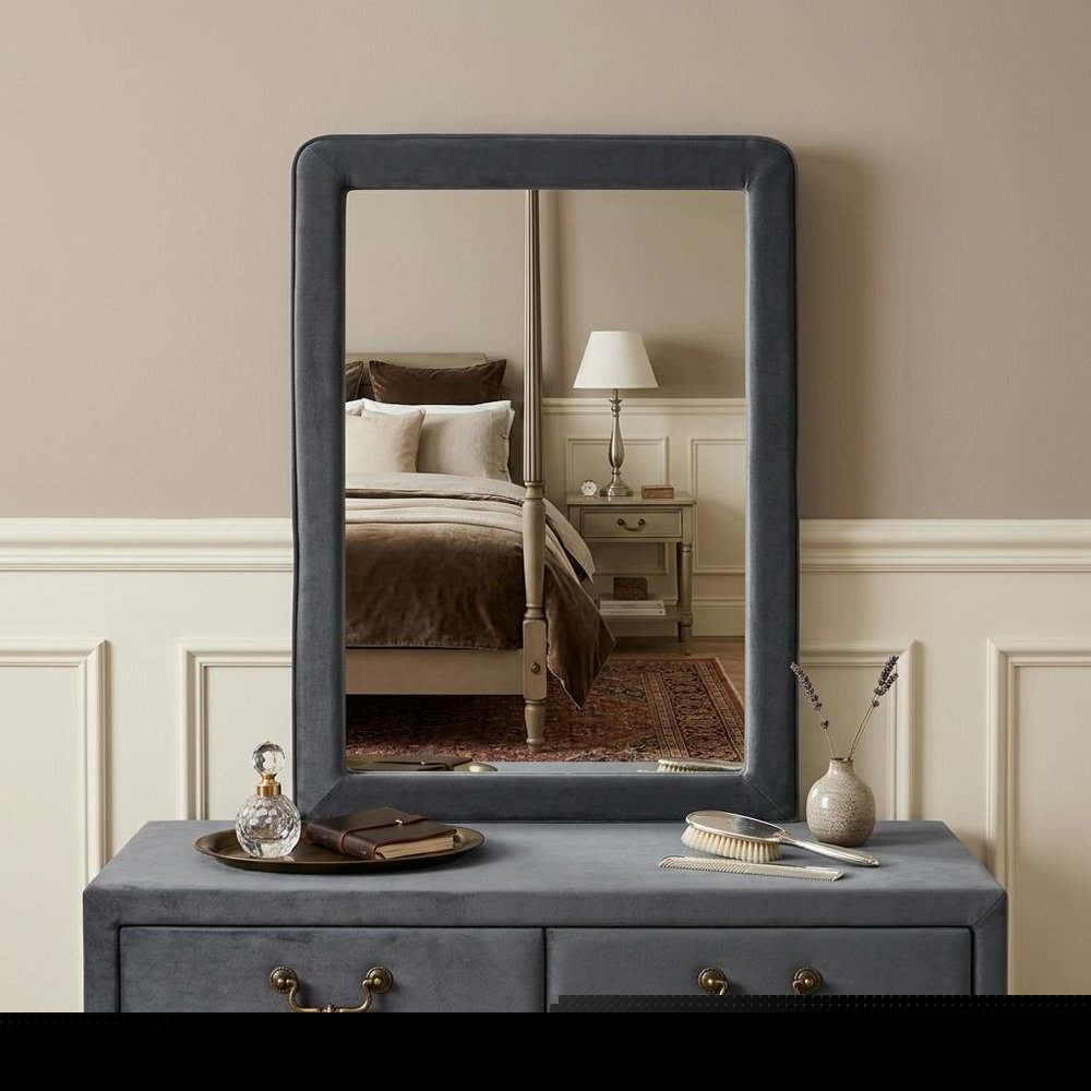 36" Light Gray Framed Mirror