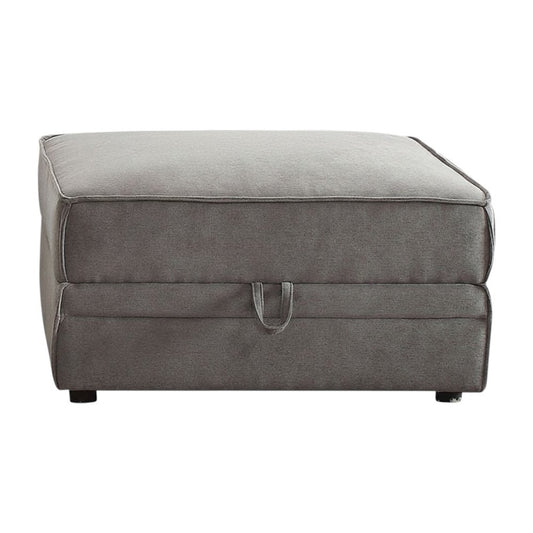 30" Gray Velvet Storage Ottoman