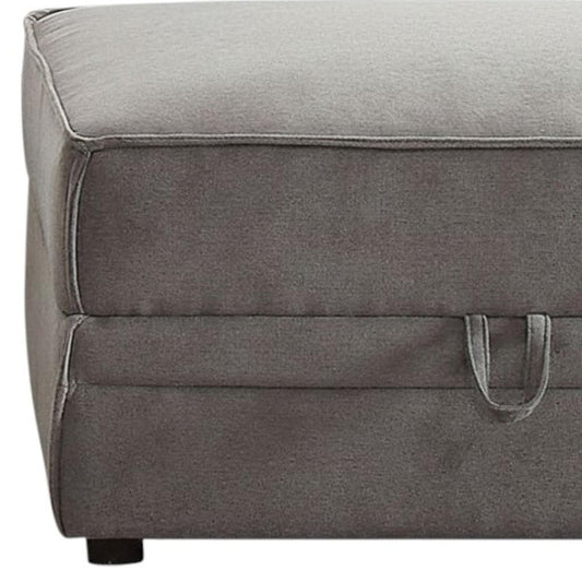 30" Gray Velvet Storage Ottoman