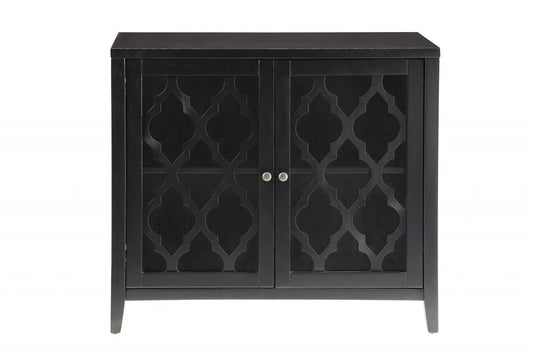 34" White Sideboard with Two Glass Doors