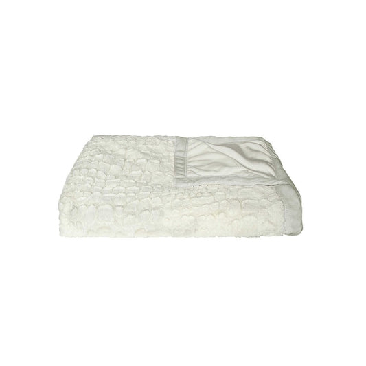 70" X 50" Ivory Faux Fur Plush Throw Blanket