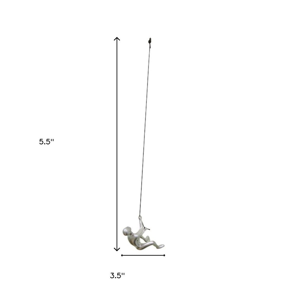 6" X 4" Silver Resin Climbing Man Hanging Dimensional Sculpture