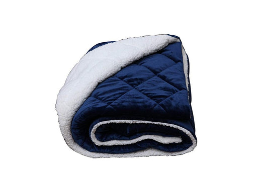 60" X 80" Navy Blue Microfiber Quilted Plush Throw Blanket
