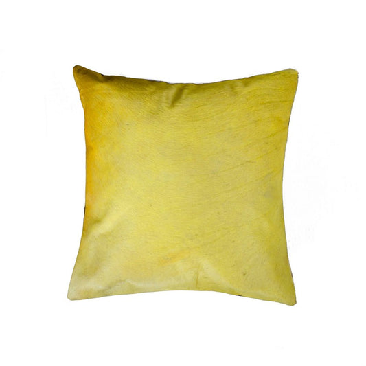 18" Yellow Cowhide Throw Pillow