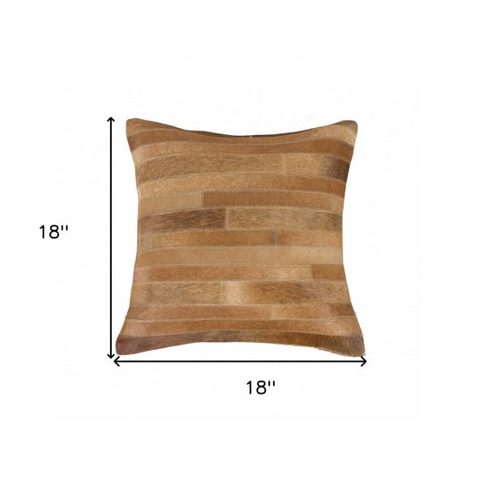 18" Brown Cowhide Throw Pillow
