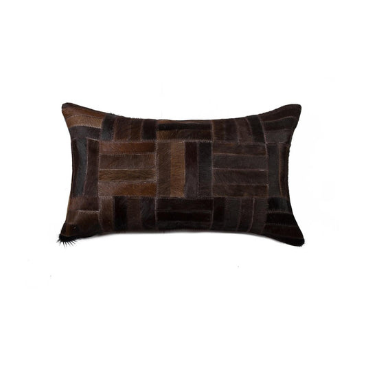 12" X 20" Natural Cowhide Lumbar Throw Pillow