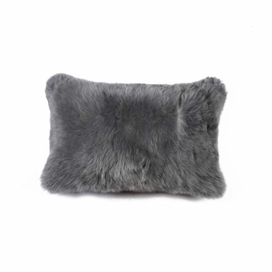 12" X 20" X 5" Gray Sheepskin Pillow