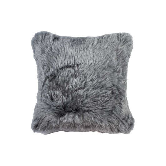Set of Two 18" Gray Cowhide Throw Pillows