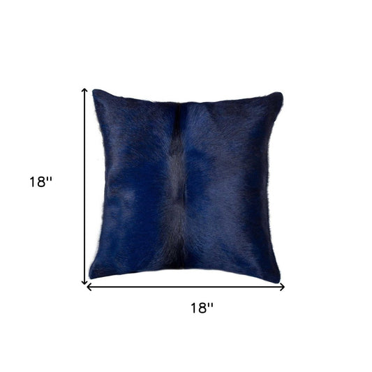 18" Navy Cowhide Throw Pillow