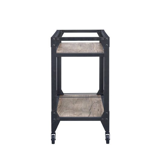 Black and Natural 32" Rolling Prep Table With Storage