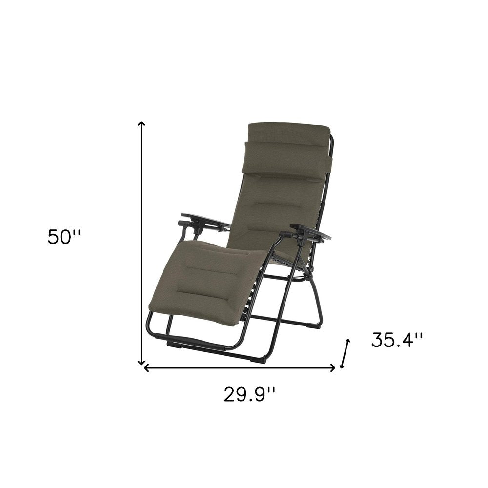 30" Black Steel Outdoor Zero Gravity Chair with Black Cushion