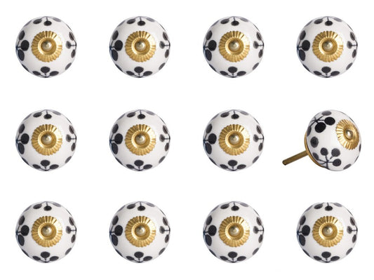 1.5" X 1.5" X 1.5" White Black And Yellow Knobs 12 Pack