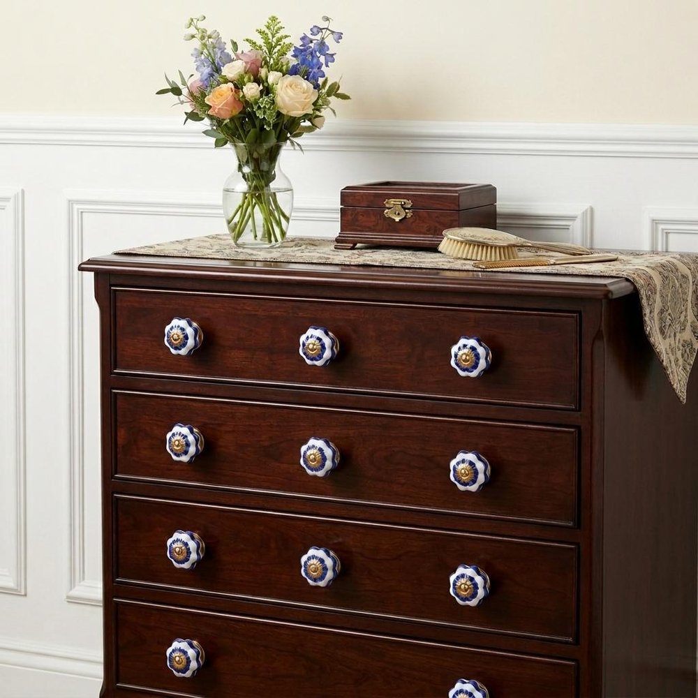 1.5" X 1.5" X 1.5" White Blue And Gold Knobs 12 Pack