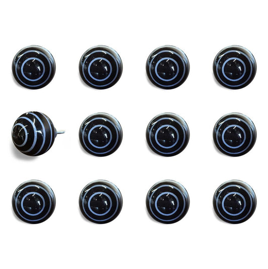 1.5" X 1.5" X 1.5" Black And Light Blue Knobs 12 Pack
