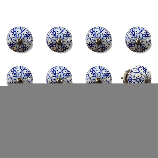 1.5" X 1.5" X 1.5" White Blue And Silver Knobs 12 Pack