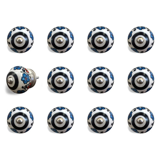 1.5" X 1.5" X 1.5" White Black And Navy Knobs 12 Pack