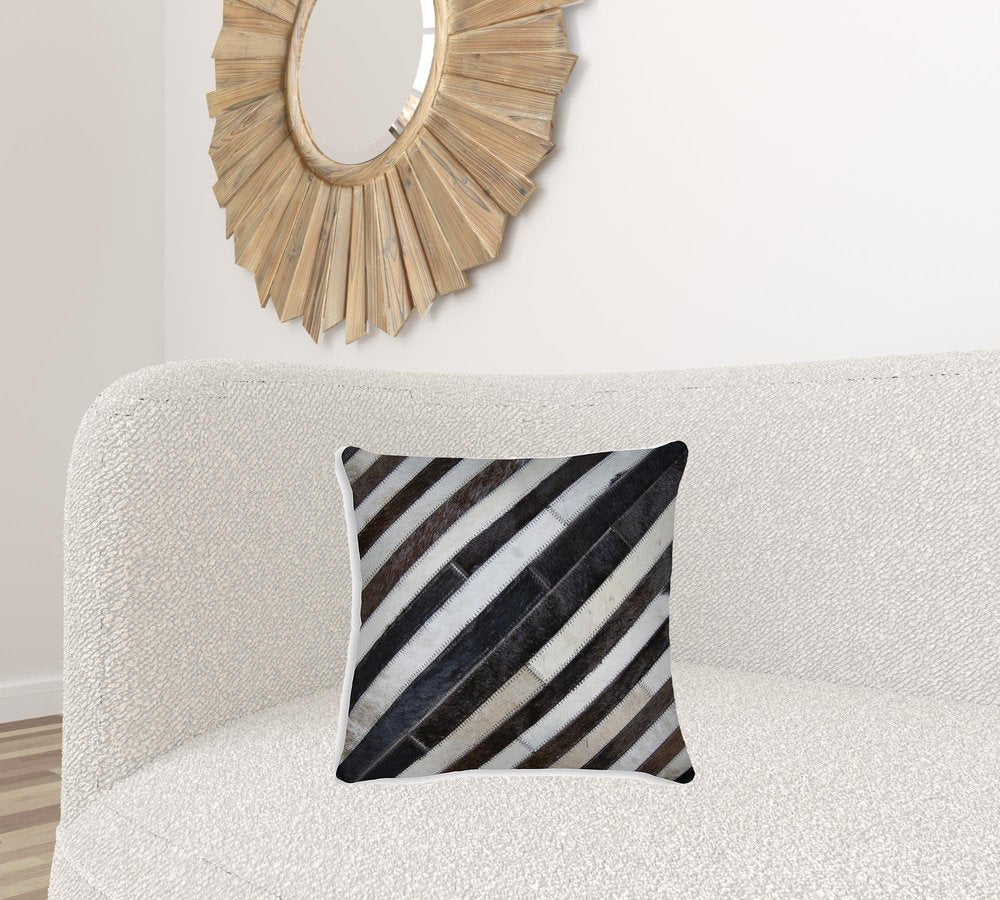 18" X 18" X 5" Fabulous Chocolate And Torino Kobe Cowhide Pillow